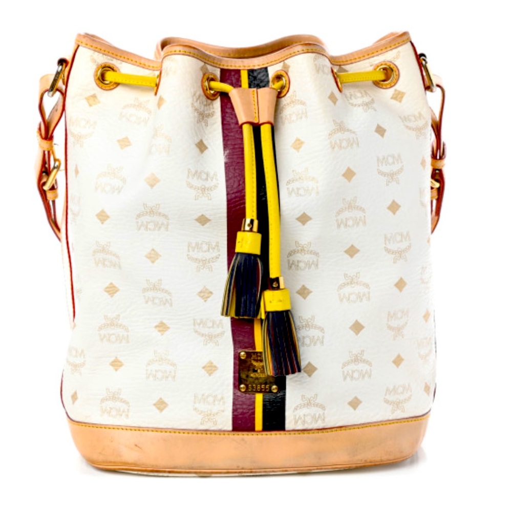 💎Authentic MCM Visetos stripe drawstring bucket bag💎